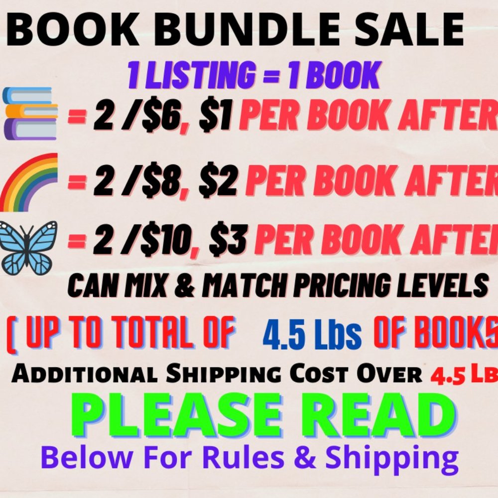 📚= 2/$6, 🌈=2/$8, 🦋=2/$10 can mix price levels